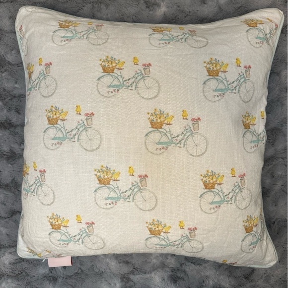 The Carrot Patch Decorative Down Pillow Hello Spring 20" x 20" Bicycle Beading - Picture 6 of 11